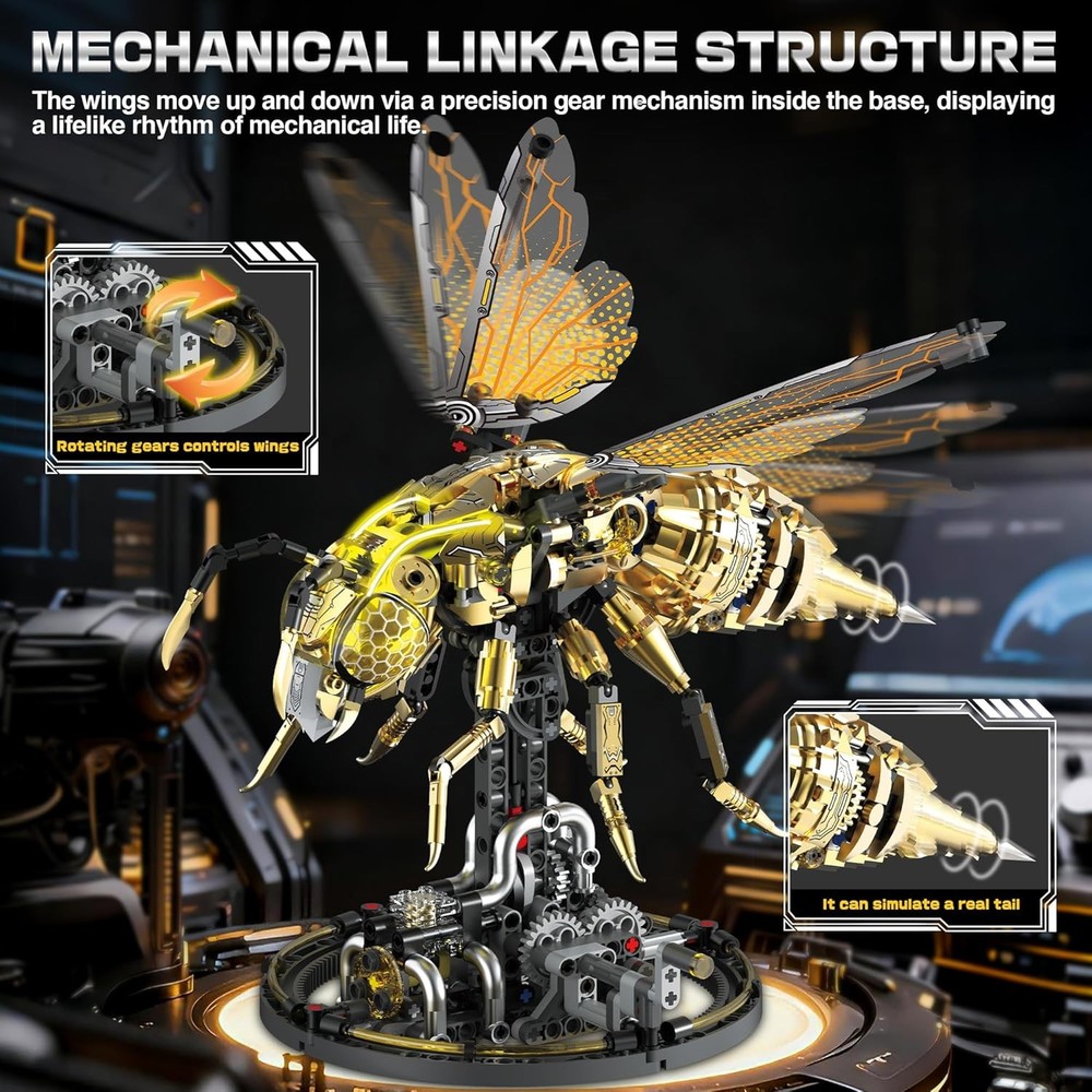 Mechanical Bee Building Set Moving Wings Lights