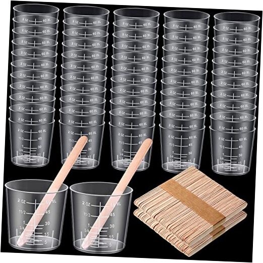 200 Pack 2oz/60ml Plastic Mixing Cups Disposable Measuring Cups, Epoxy 400