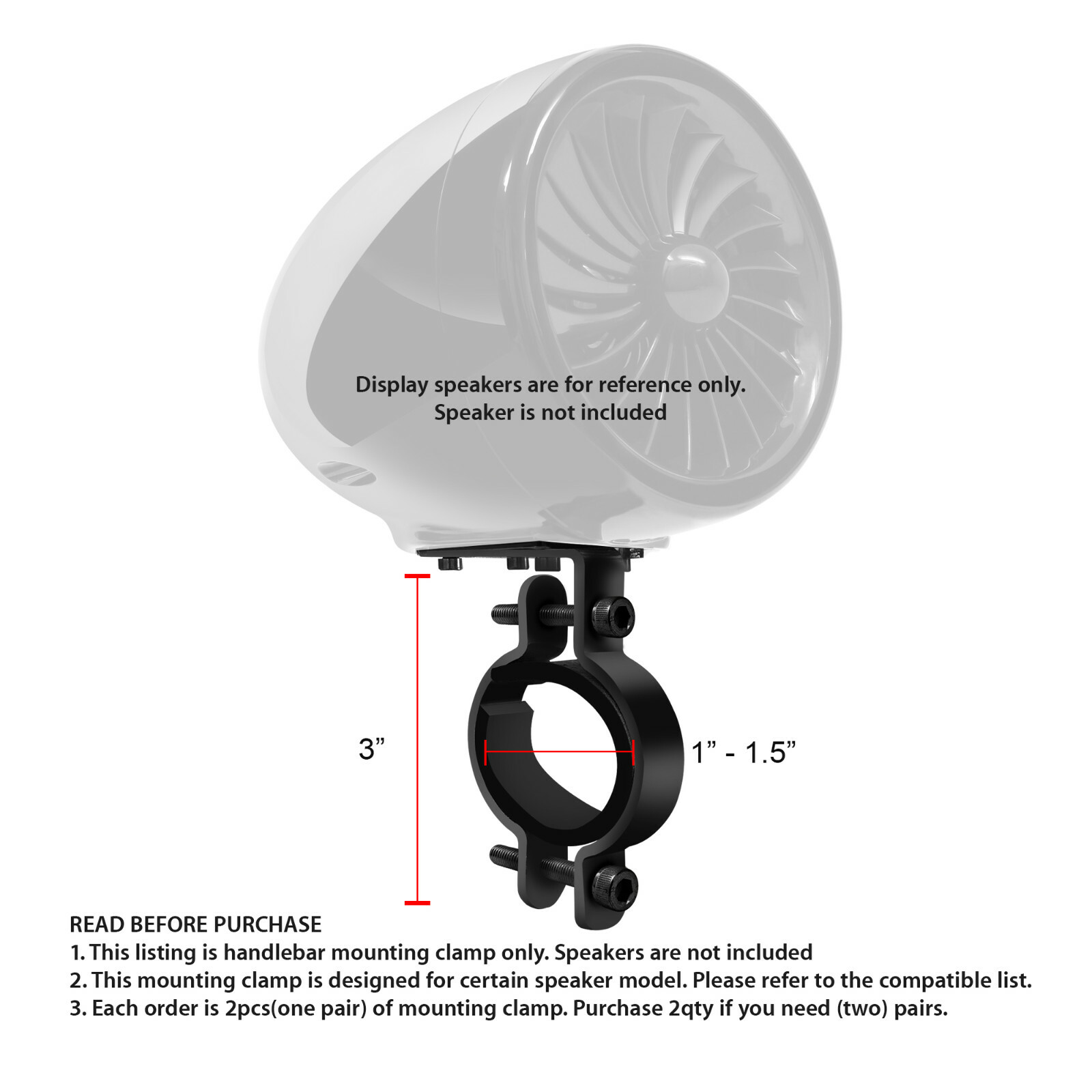 Black 1 - 1.5 Handlebar Engine Bar Mounting Clamp Hardware Replacement