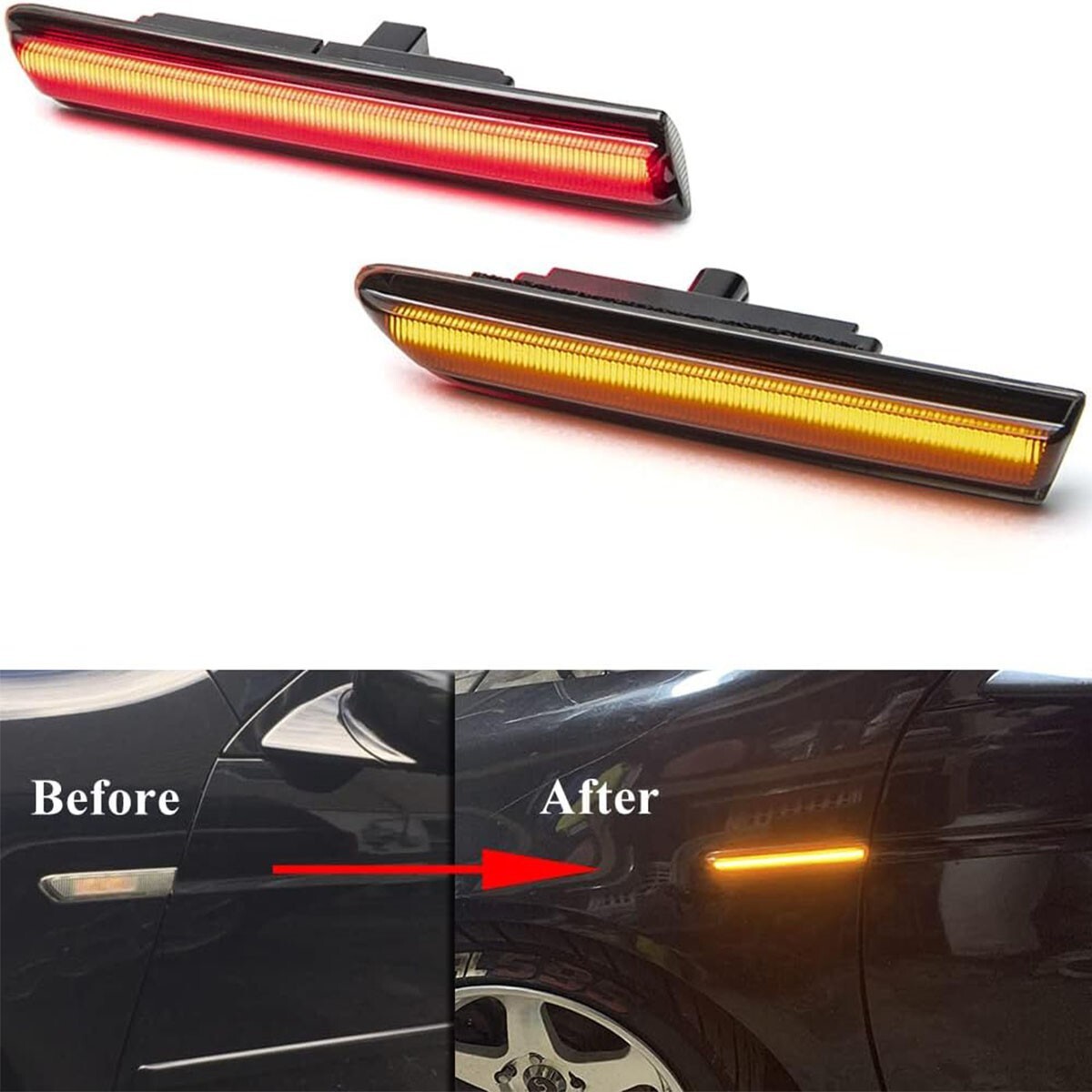 4PCS For 2004-2008 Acura TL Smoked Lens LED Front Rear Fender Side Marker Lights