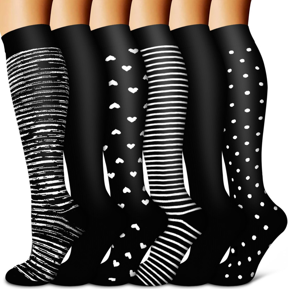 Copper Compression Socks 6 Pairs – Best Support for Nurses, Running & Recovery