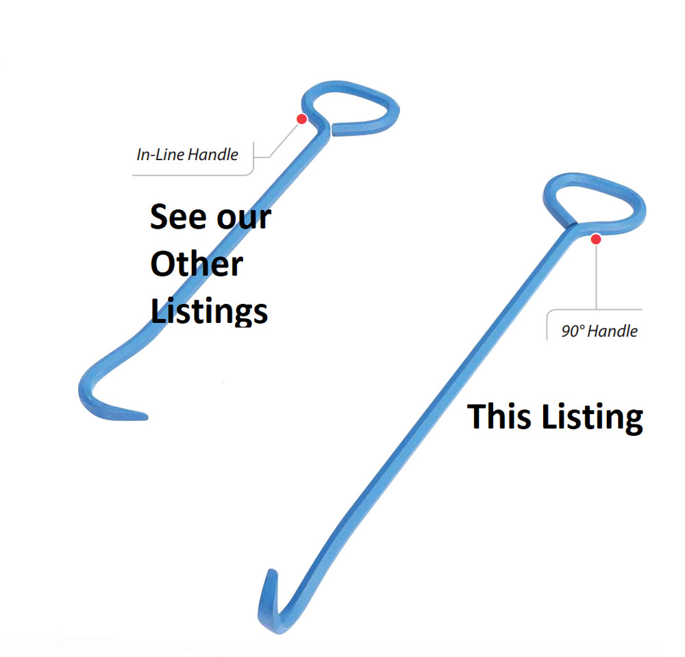 Manhole Cover Hook, 36" Solid Hex shape steel, Angled handle, Pointed tip, USA