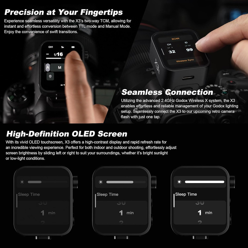 X3N TTL Wireless Flash Trigger for Nikon - Touch Screen OLED, TCM Conversion