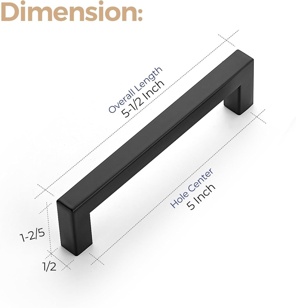 Ravinte 30 Pack 5 Inch Kitchen Square Cabinet Handles Matte Black Pulls Drawer