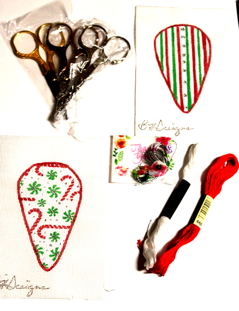 Scissors Case Needlepoint Canvas 18 mesh Christmas Candy ONE Scissors & Threads