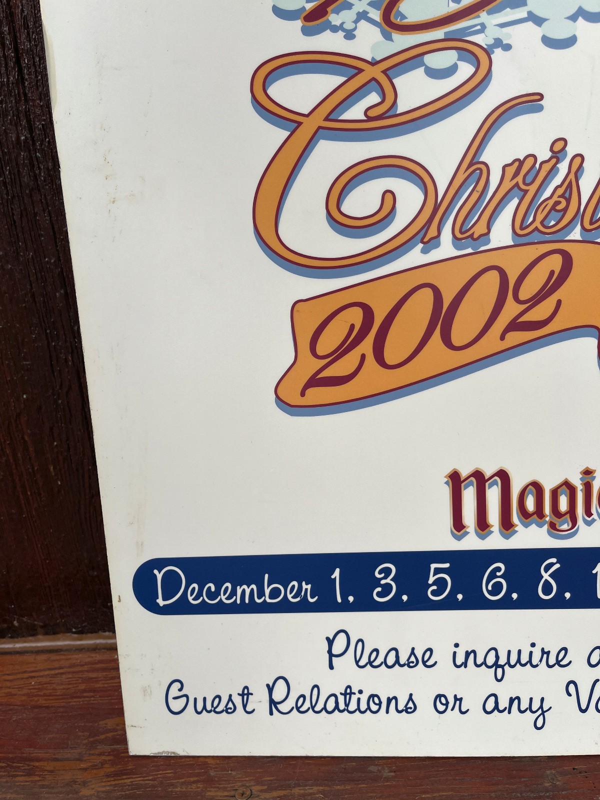 Large 32 x 24 2002 Disney World Christmas Party Park Used Prop Display Sign