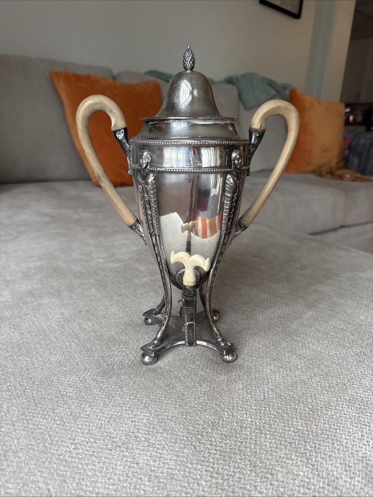 Antique Combination Silver/Cement Beverage Dispenser with Stand