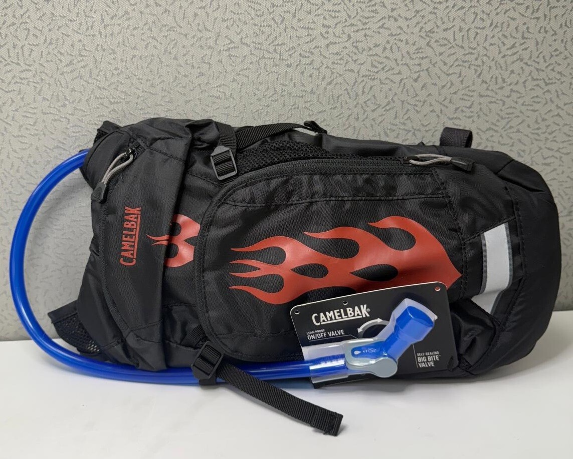 CamelBak Mini M.U.L.E. Kids Hydration Bag 50oz, Black/Flames