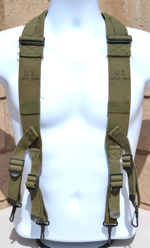 ORIGINAL WWII US ARMY M1944 COMBAT FIELD EQUIPMENT SUSPENDERS DATED 1944