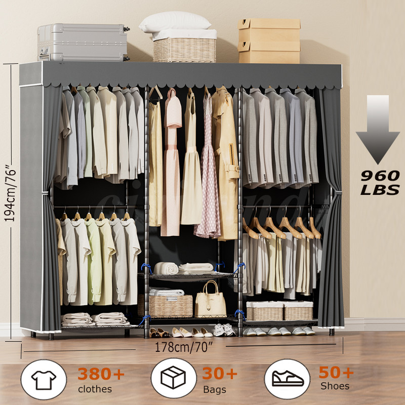 Heavy Duty Garment Rack Large Clothes Rack Freestanding Closet Clothing Shelves