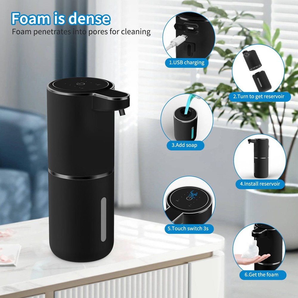 Automatic Foaming Soap Dispenser, Touchless Dispenser 380ml USB Rechargeable