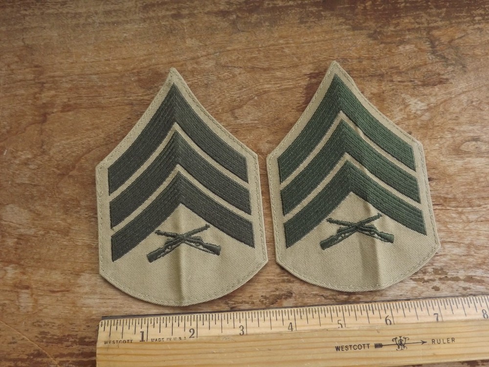 Pair, USMC Sergeant Chevrons, Khaki - INV# C1624