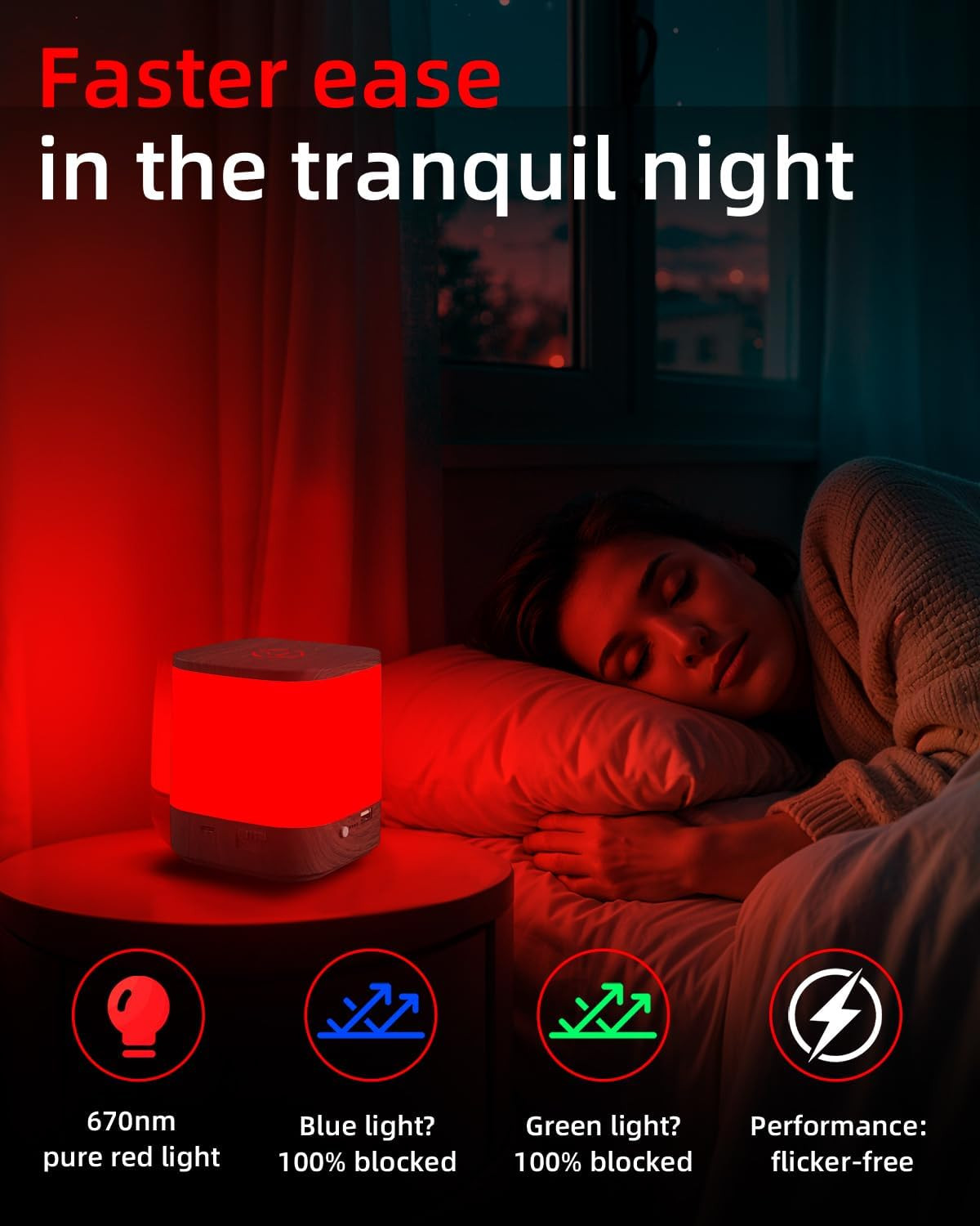 Red Light Night Light Lamp, 670nm Wavelength Aid to Support Deep Relaxation: Nat
