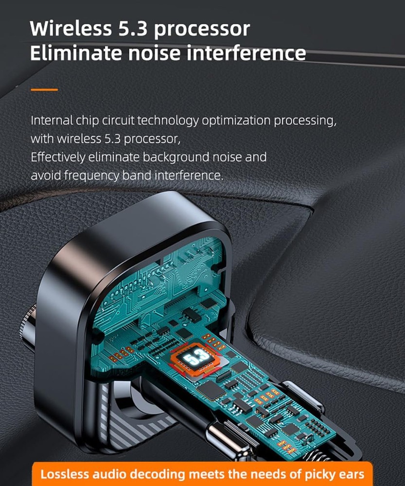 Bluetooth 5.3 Car Adapter PD30W Super Fast Charging Transmitter for Car Bluet...