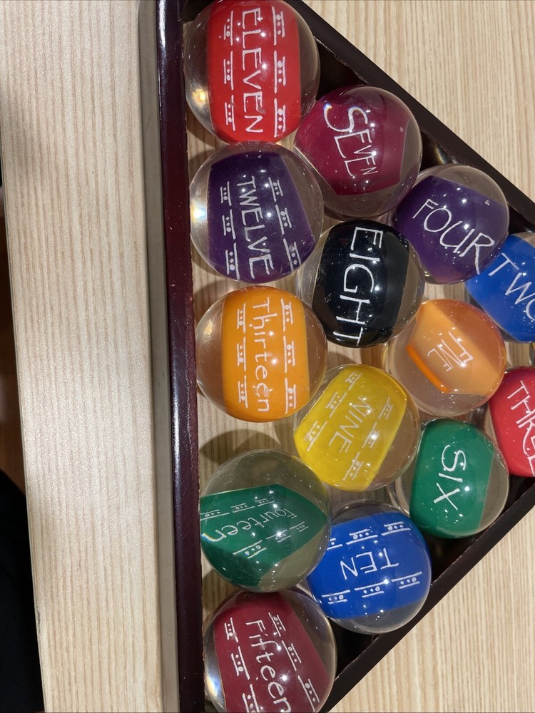 Optex Clear Lucite Pool Balls Complete Set