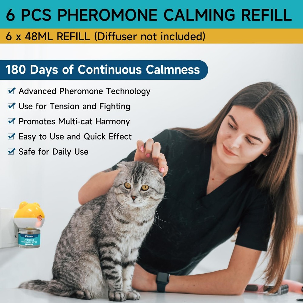 Woyamay Cat Calming Diffuser Refills - 6 Pack Cat Pheromones Calming Diffuser...