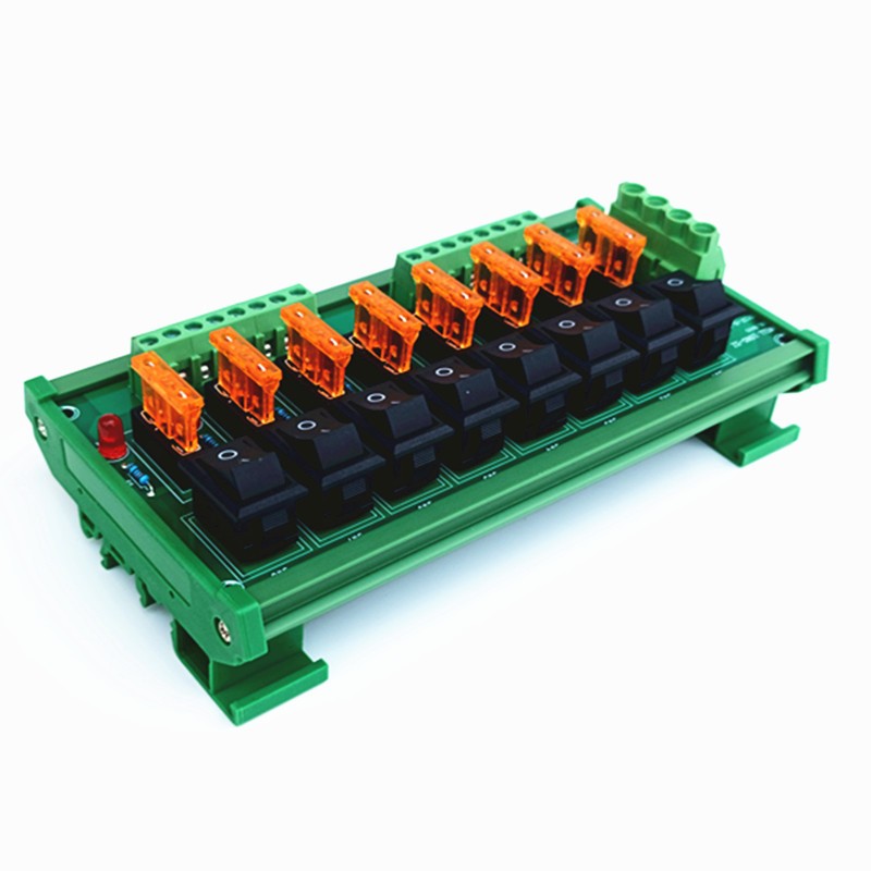 DIN Rail Mount 8 Position Switch Power Distribution Module Fuse Splitter Board