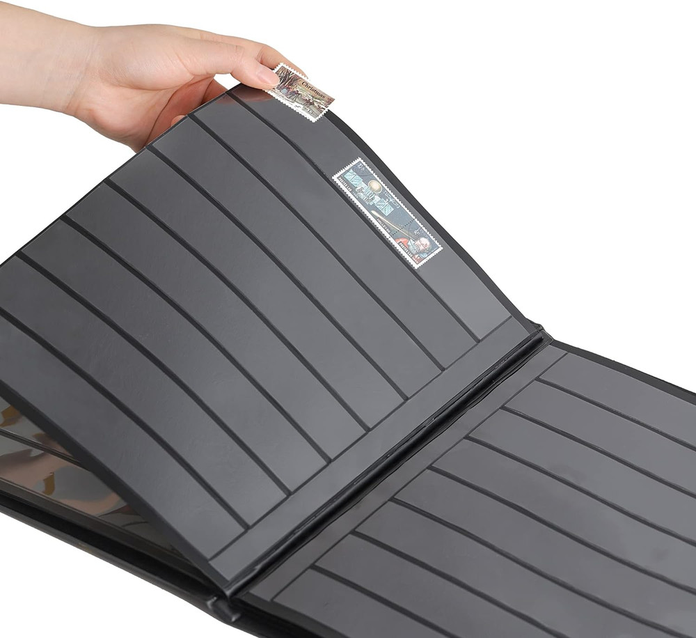 Stamp Albums 160 Pockets - Stockbooks with 30X197Mm Sleeves, 10 Double Sided Bla