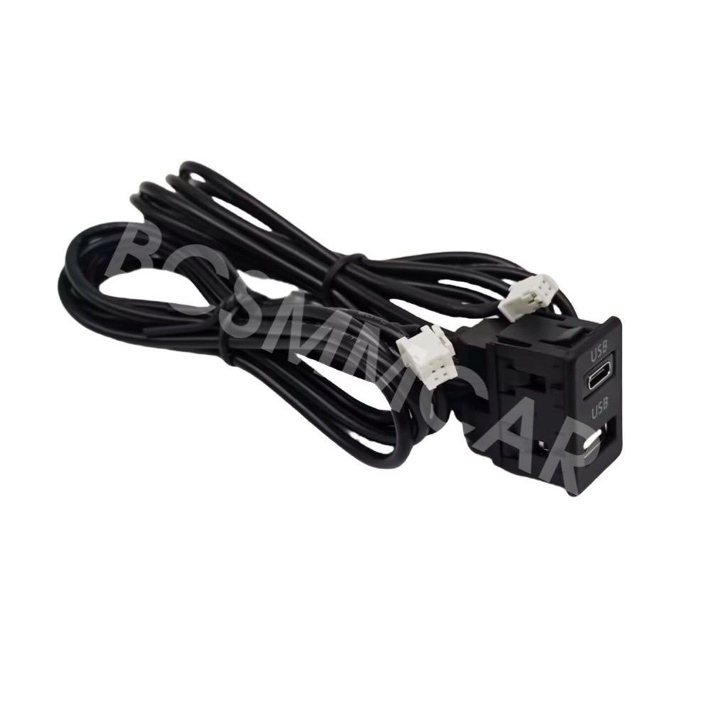 145cm Car Dash Panel Mount Interface Extension Cable Adapter 2 USB Port Socket