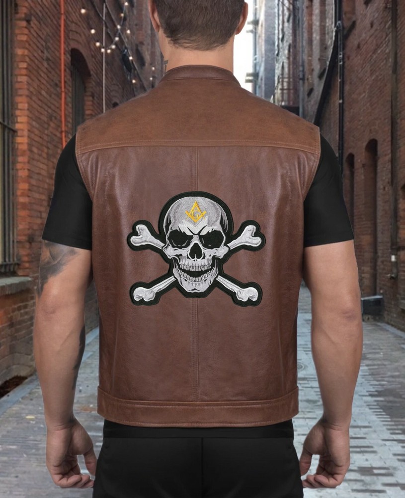 MASONIC SKULL Patch 10.5" | Skeleton Crossbones | Embroidered Iron On | Large