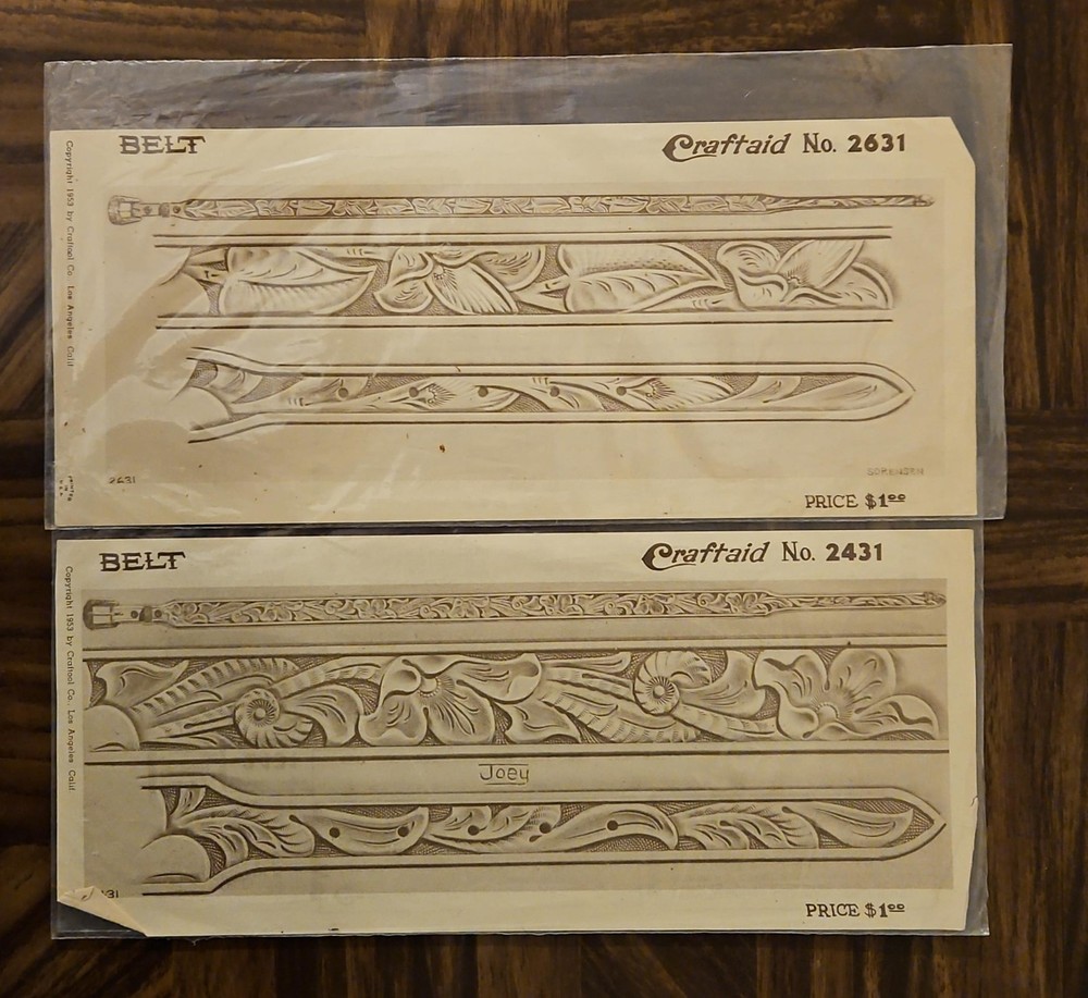 ​RARE Vintage Craftool Craftaid Belt Pattern Lot (9) - Large Multi-Width Sheets