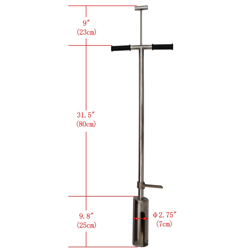 Stainless Steel Soil Sample Probe 2.7'' Dia Probe with 9.8inch Sample Ejector