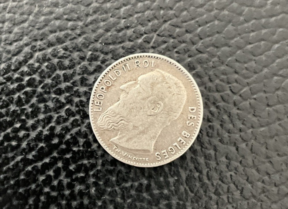 1909 Belgium 50 Cent Silver Coin