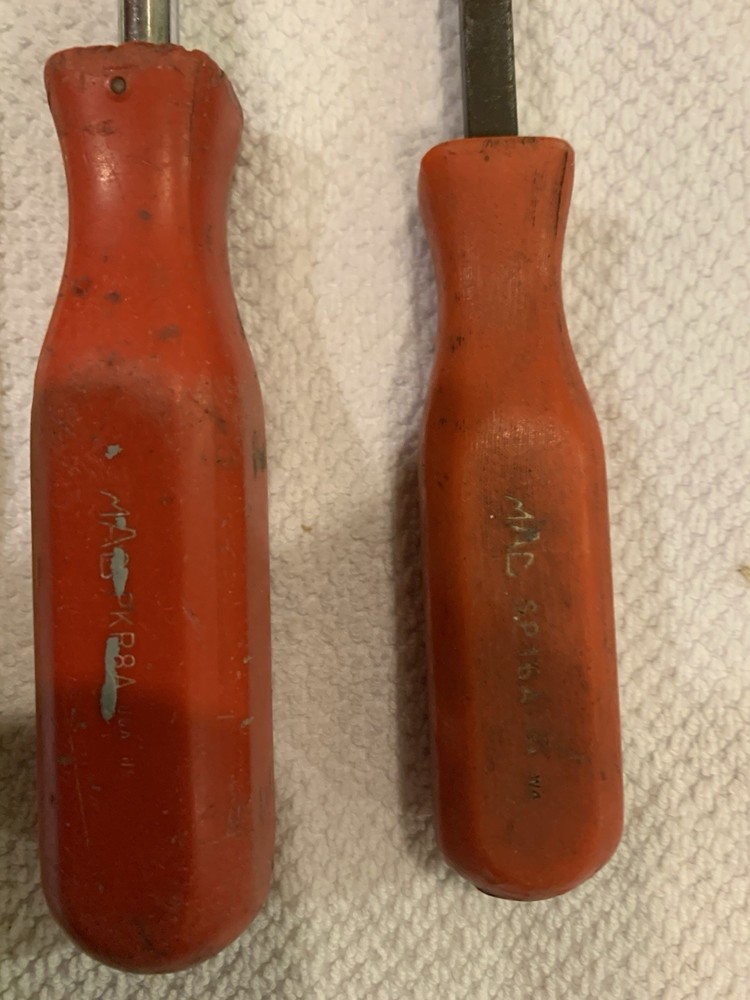 One older MAC Tools PKR8A heavy duty flat head screwdriver