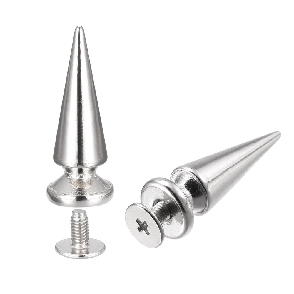 10x26mm Screw Back Rivets, 30 Set Solid Leather Studs Silver Tone