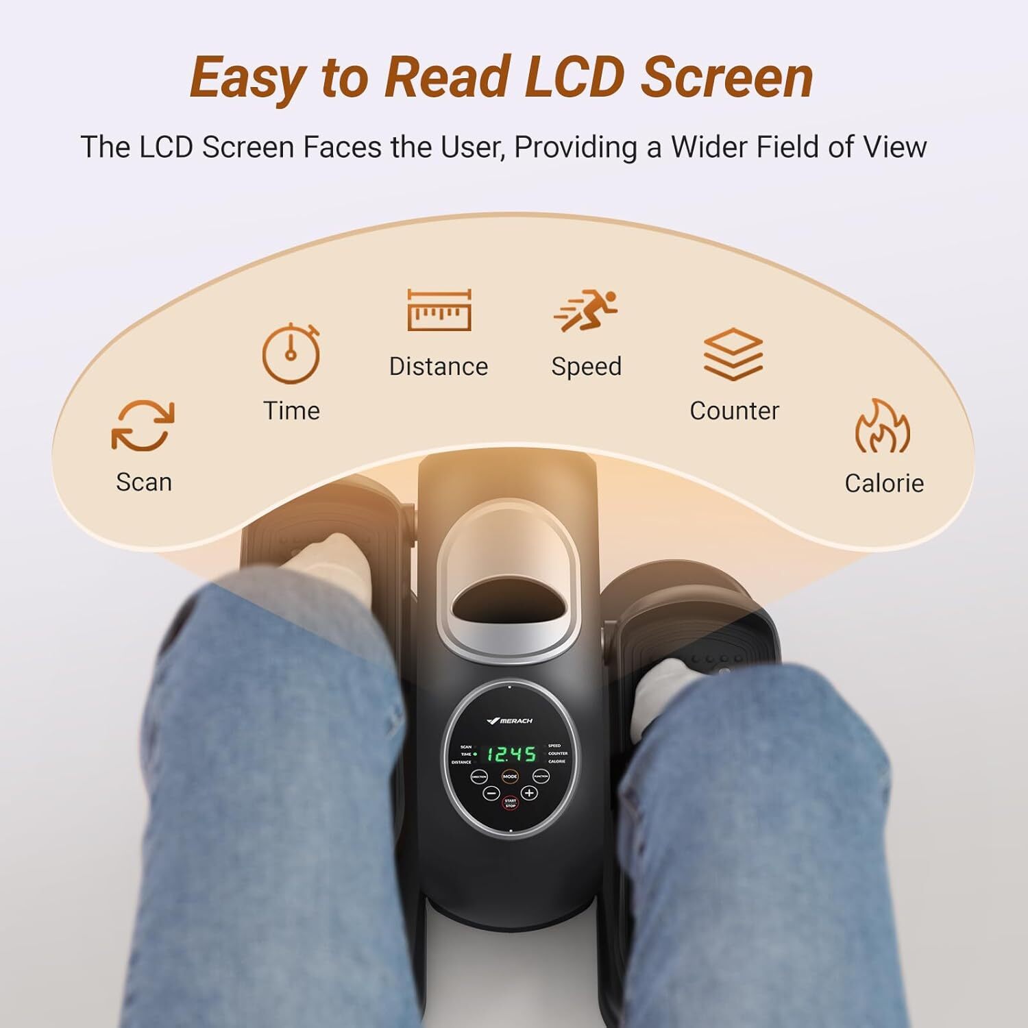 MERACH Under Desk Elliptical Machine Leg Exerciser Home Non-Slip Pad 12 level