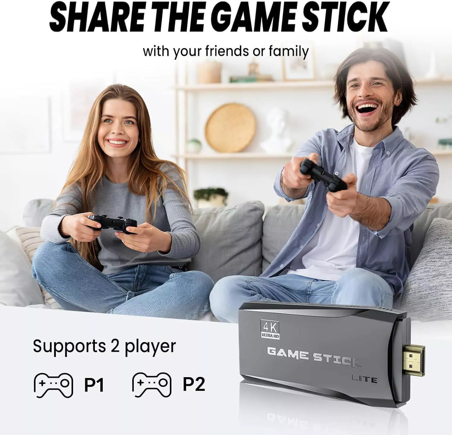 Video Game Console Retro 20000+ Games TV Stick 64G 4K HDMI 2 Wireless Controller