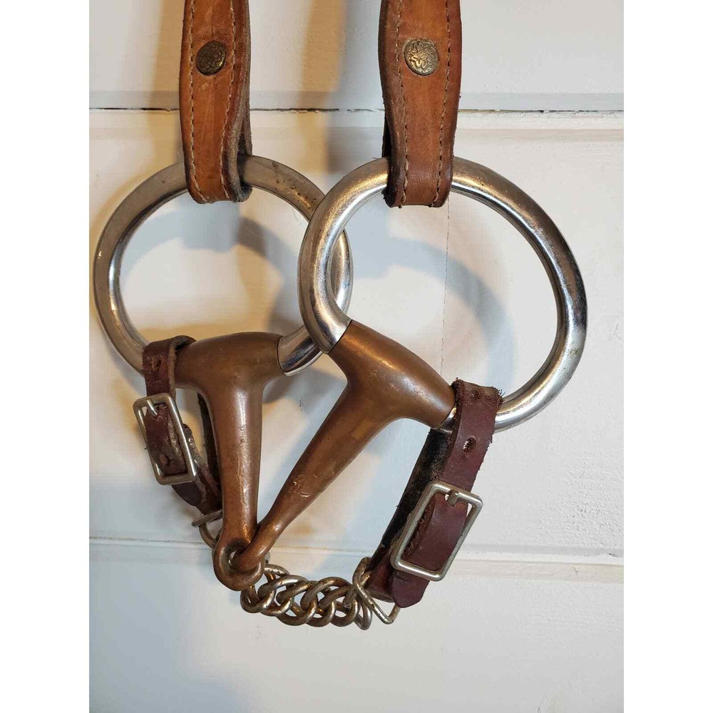 Headstall with snaffle bit and silver inlay