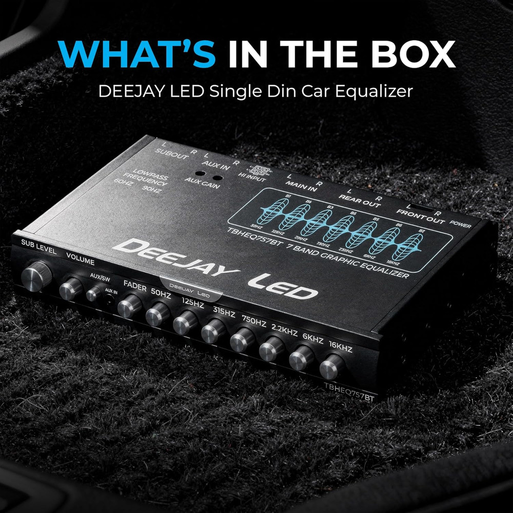 Single Din Car Equalizer, Wireless Bluetooth 7 Band Equalizer for Car Audio, Sub