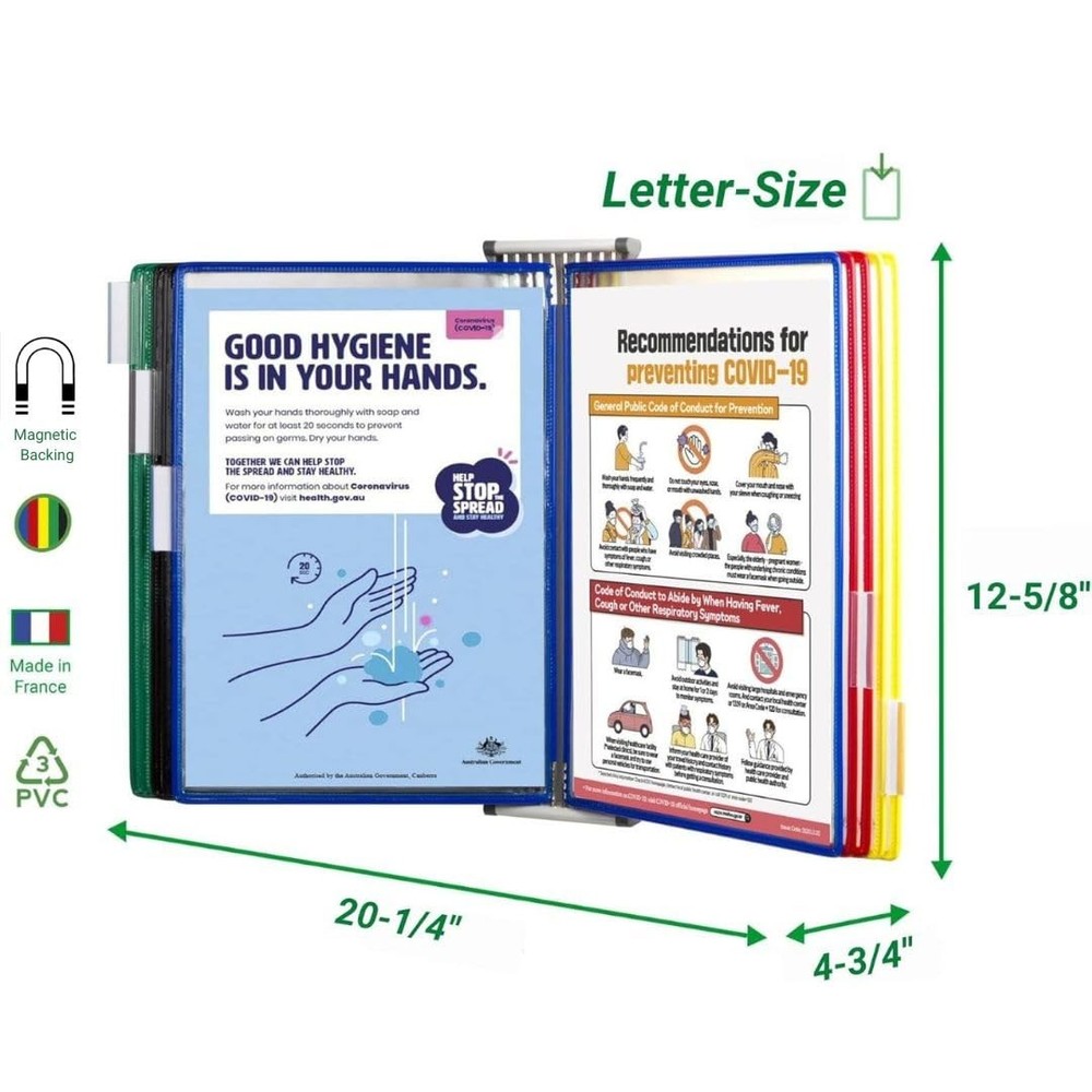 Djois® Magnetic Wall Mounted Reference System, Letter-Size,10 Pockets, Assorted