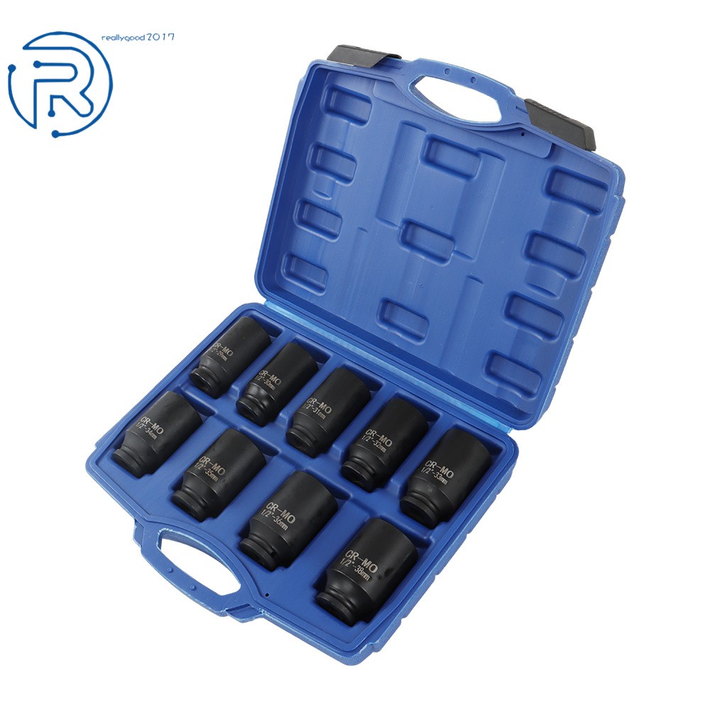 Deep Impact Socket Tool 9Pcs/Set 1/2" Drive Metric Axle Hub Nut Socket 29-38mm