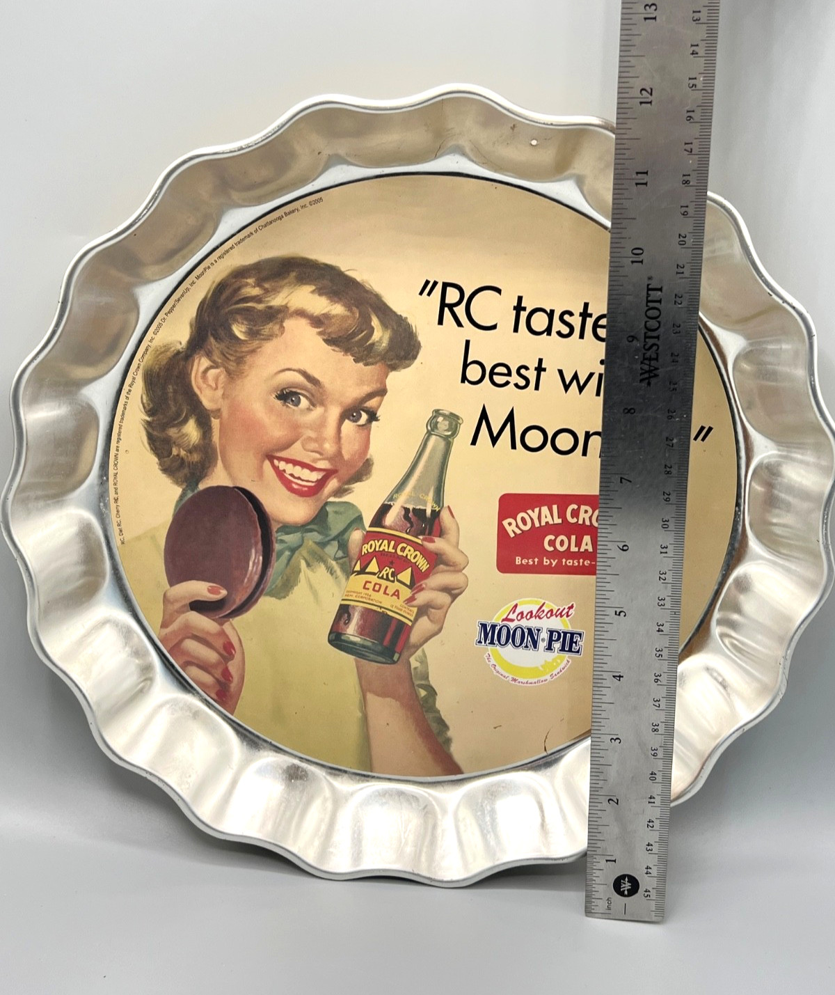 Vintage RC Cola MoonPie Metal Advertising Tray 12” Retro Soda Sign