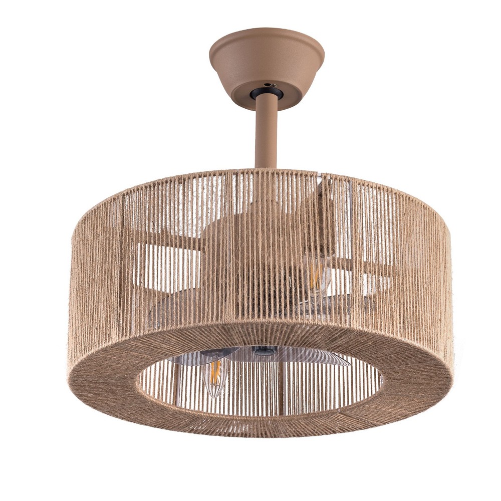 18'' Caged Ceiling Fan Light with Remote Control Chandelier Flush Mount Light