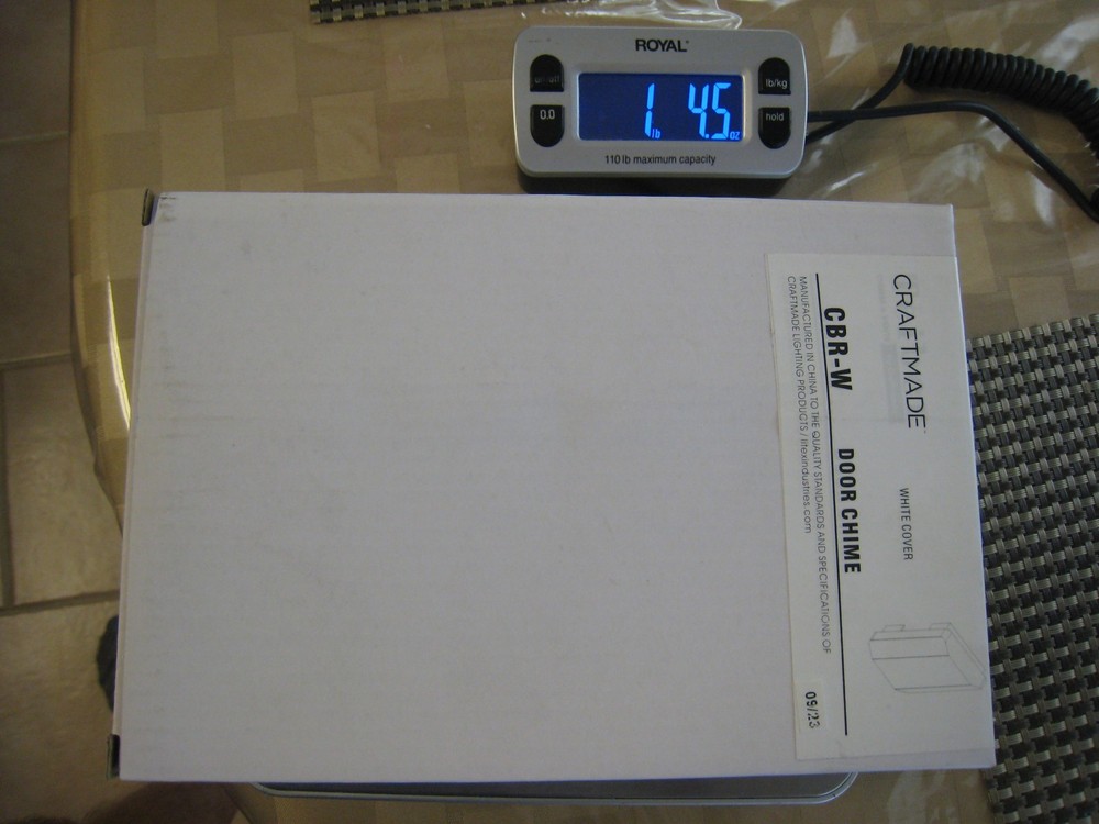 Craftmade CBR White Traditional 5.5"W Rectangular Door Chime WHITE