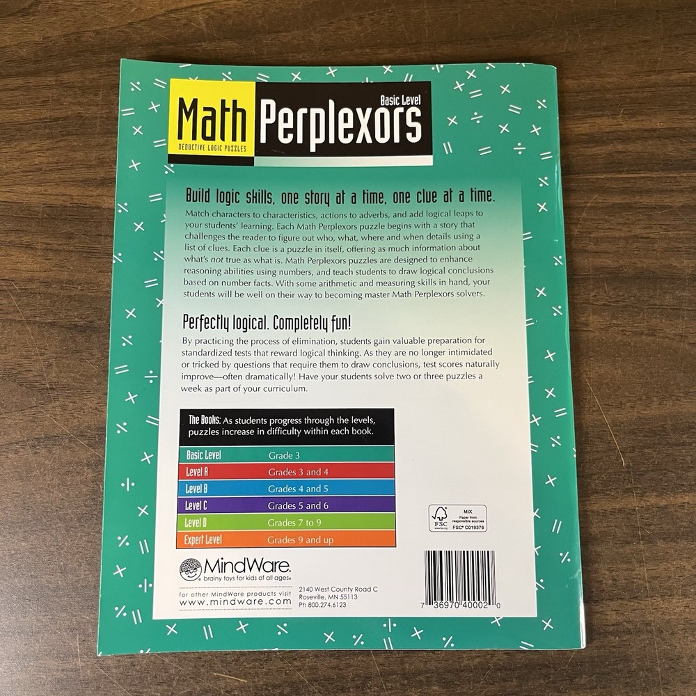 Math Perplexors Basic Level - Builds Logic Skills - 50 Problems Ages 6 and up