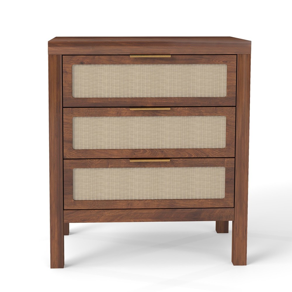 Bedside Table 3 Layers Large Capacity Drawer Design Multifunctional Wooden