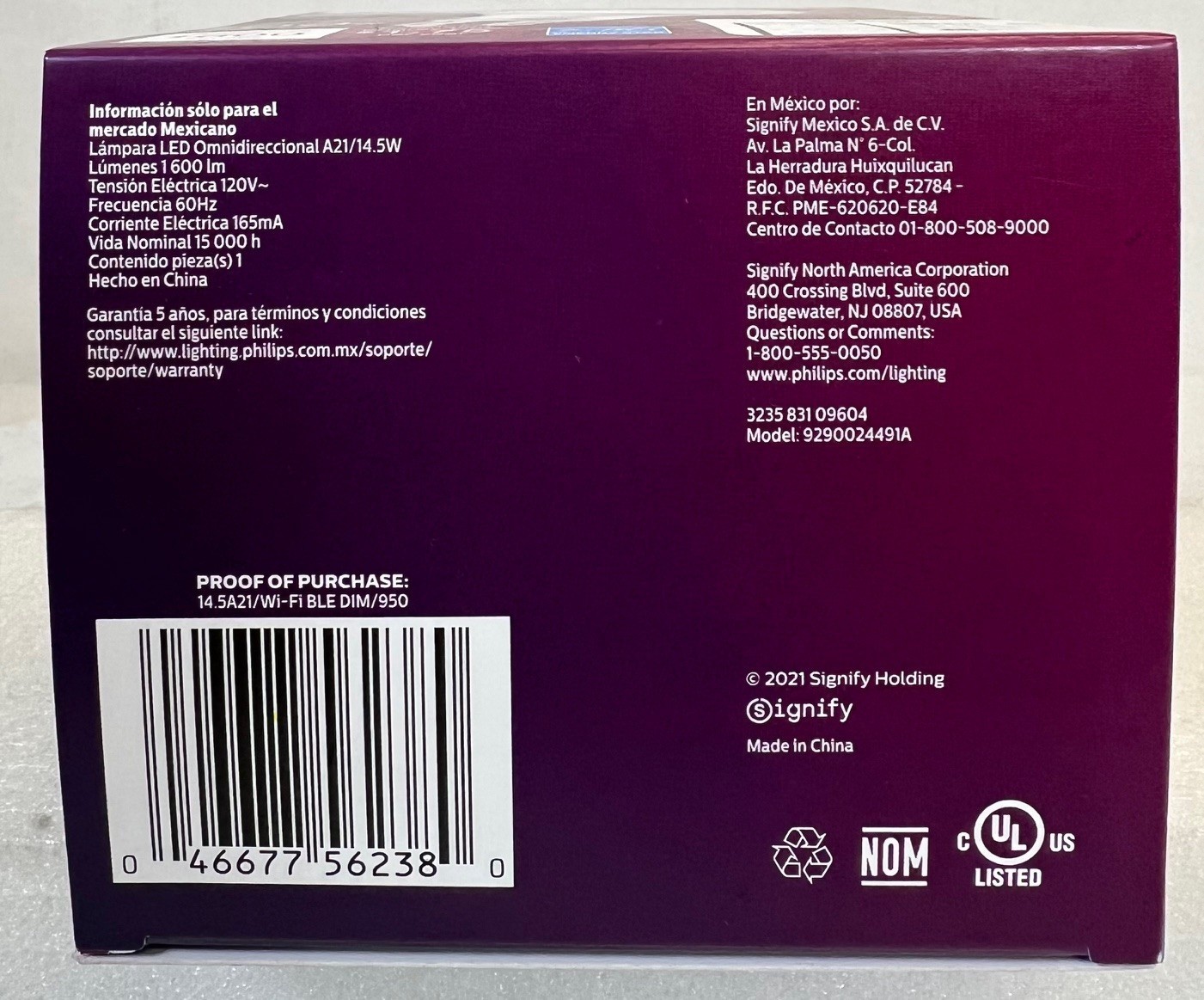 2x Philips Smart Wi-Fi LED Light Bulb 100W Daylight Dimmable A21 E26