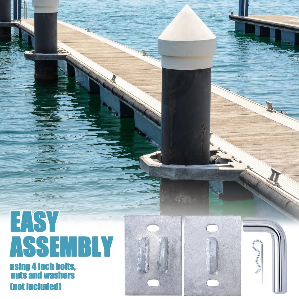 Floating Dock Hardware Stationary Dock Connector Hinge Kit Heavy Duty silver