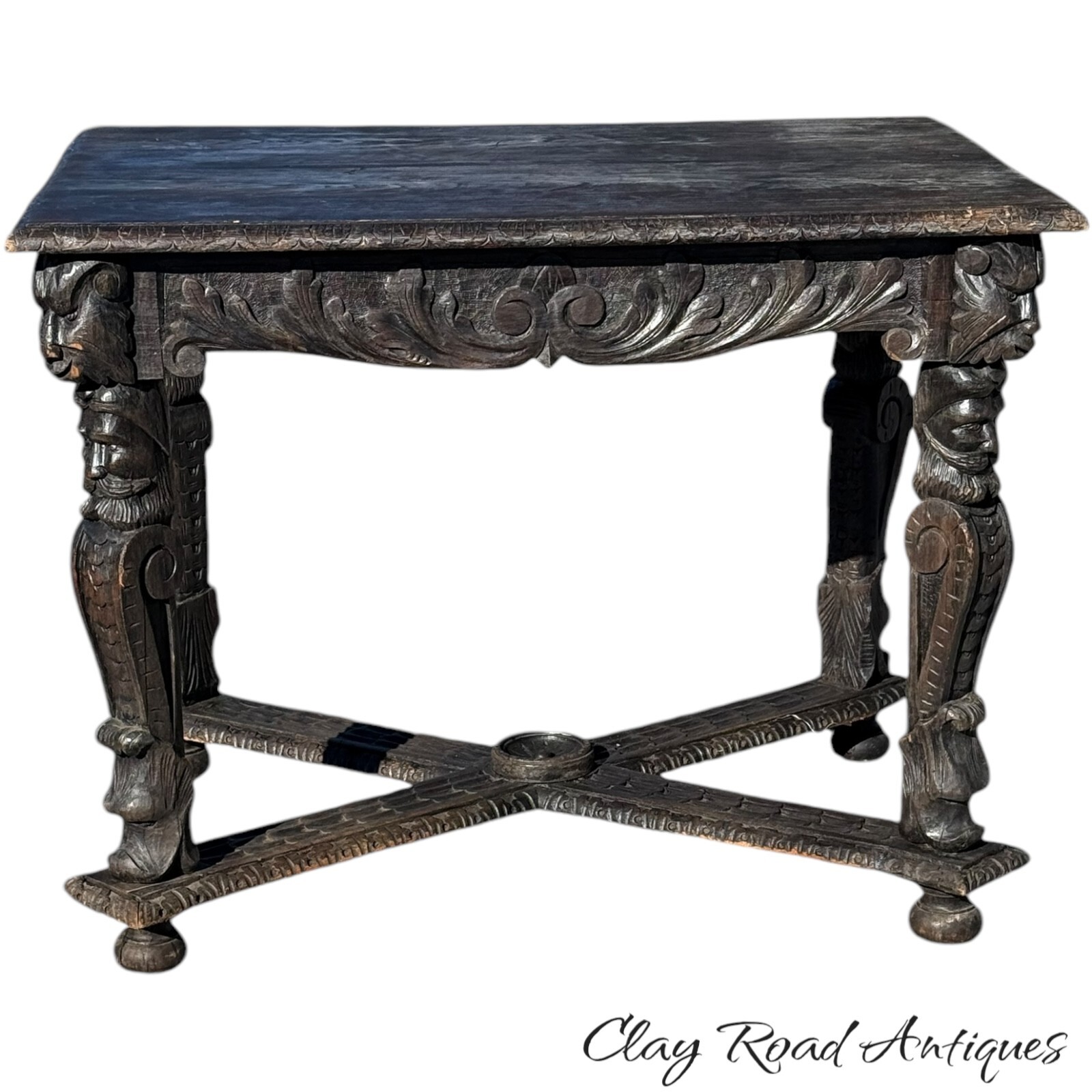 Antique 1800s carved black forest baroque Rennaissance table Carved Victorian