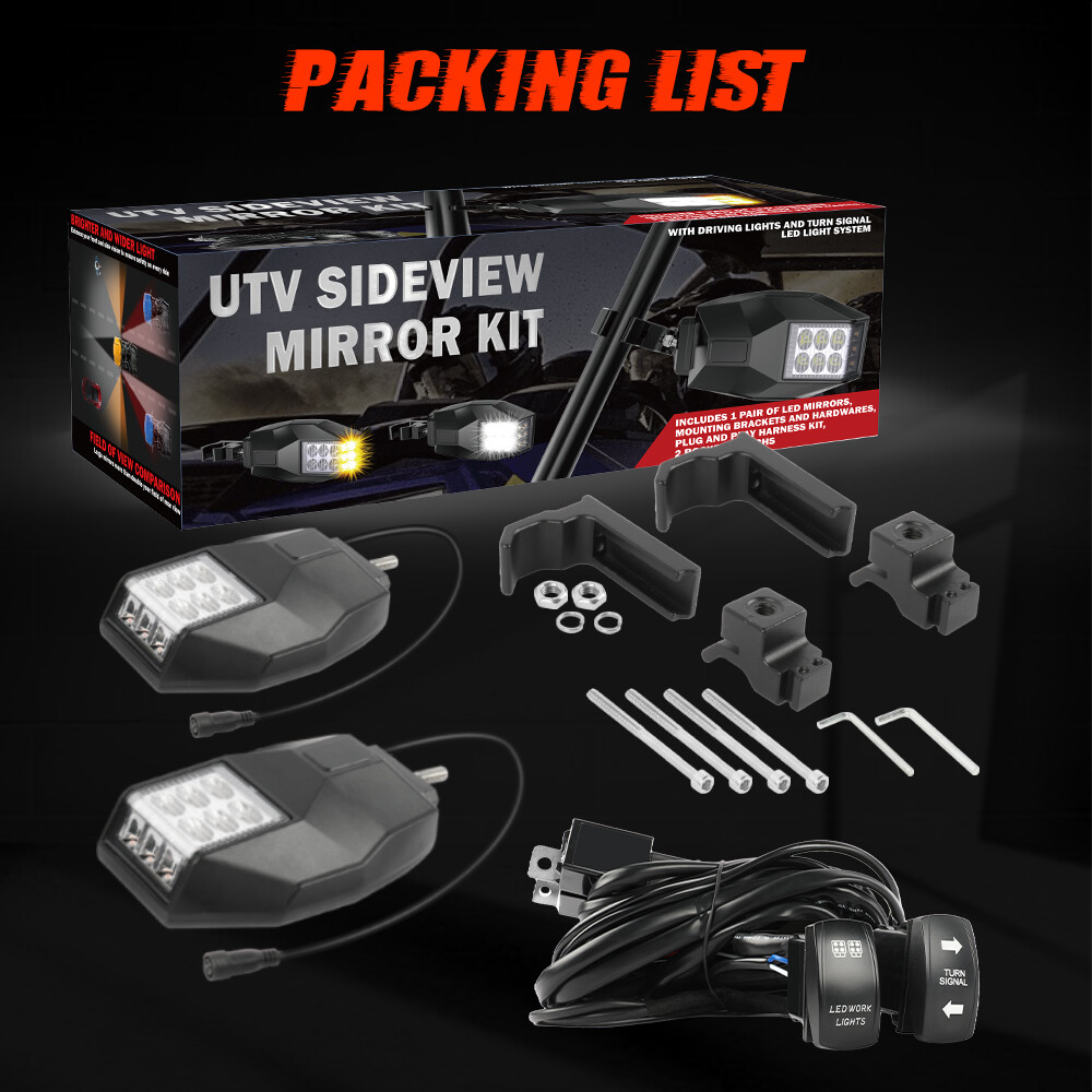 UTV Rear View Side Mirrors W/ LED Turn Lights For 2017-2023 Can Am Maverick X3 R