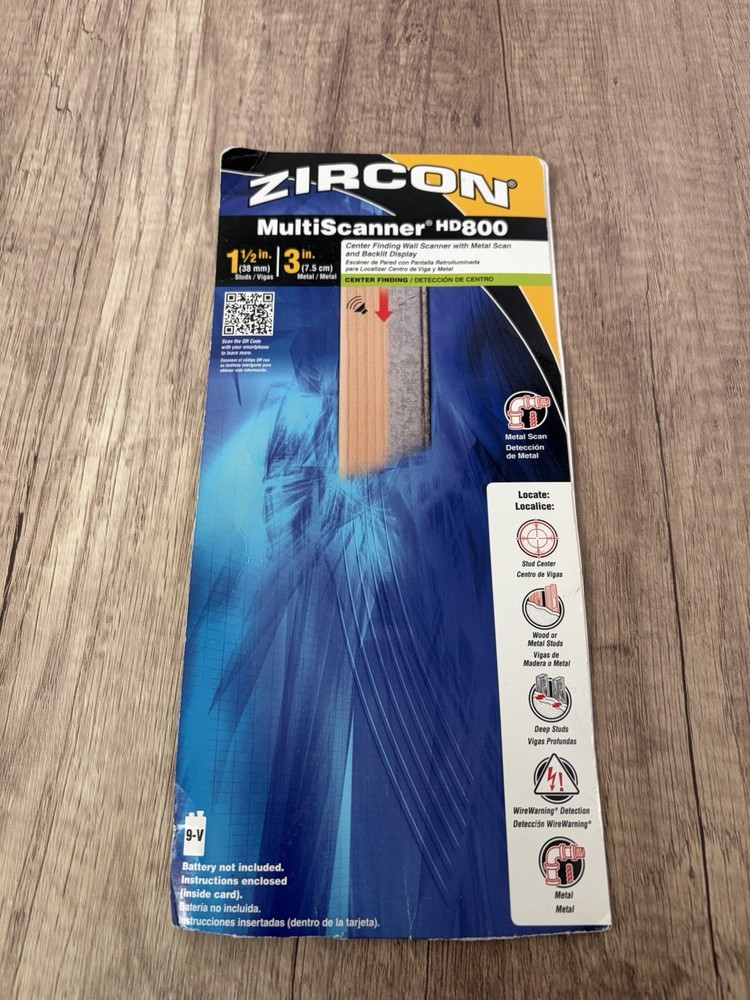Zircon MultiScanner HD800 Stud Finder AC Wire Metal Detector Wall Scanner