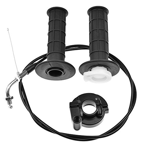 Twist Throttle Accelerator Handle Grips and Bent Cable Set for 50cc 110cc