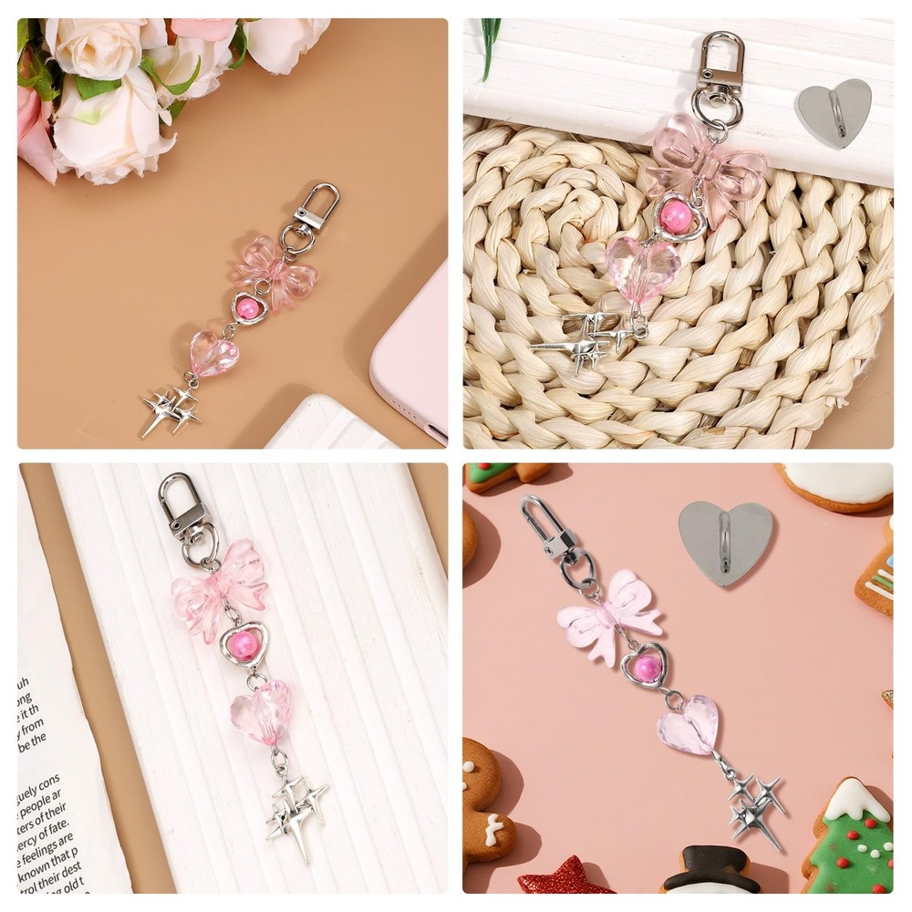 Charm Chains for Kindle, Delicate Cute E-Reader Medium, silver, pink