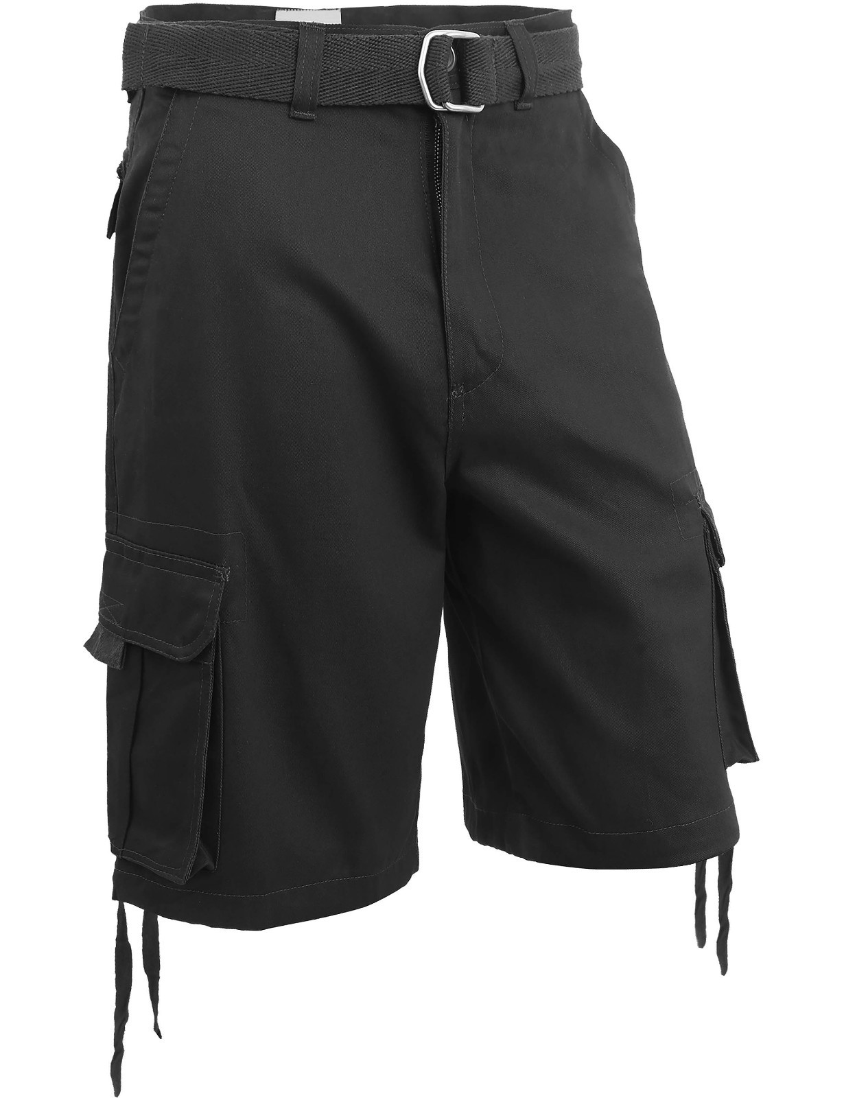 Mens Twill Cargo Shorts with Belt Loose Fit Multi Pocket Utility Wear Size 30-52