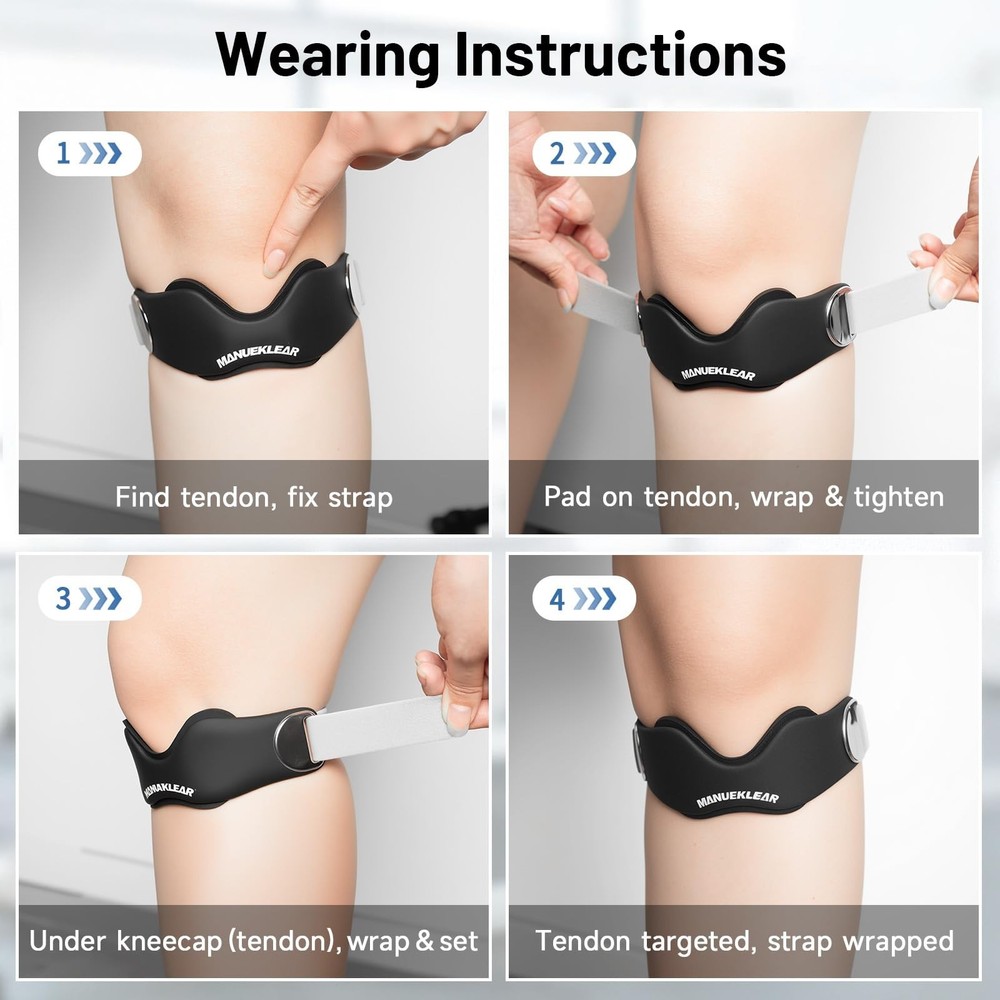 MANUEKLEAR V-Shaped Patella Bands, Adjustable Flex Wrap Patellar Tendon Suppo...