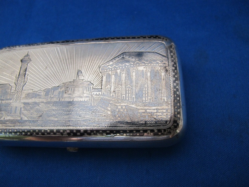 Good RUSSIAN Scenic NIELLO Silver CIGARETTE CASE-Dated 1875-Maker Ae